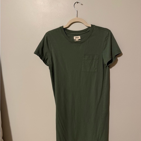 Pact Olive Crew Neck T-shirt Dress - Picture 1 of 3